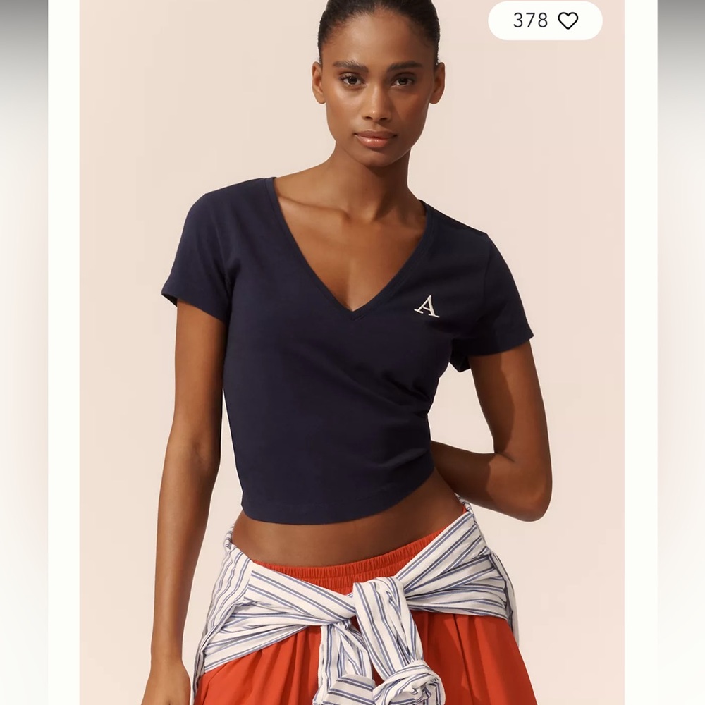 Anthropologie Maeve V-Neck Short-Sleeve Tee